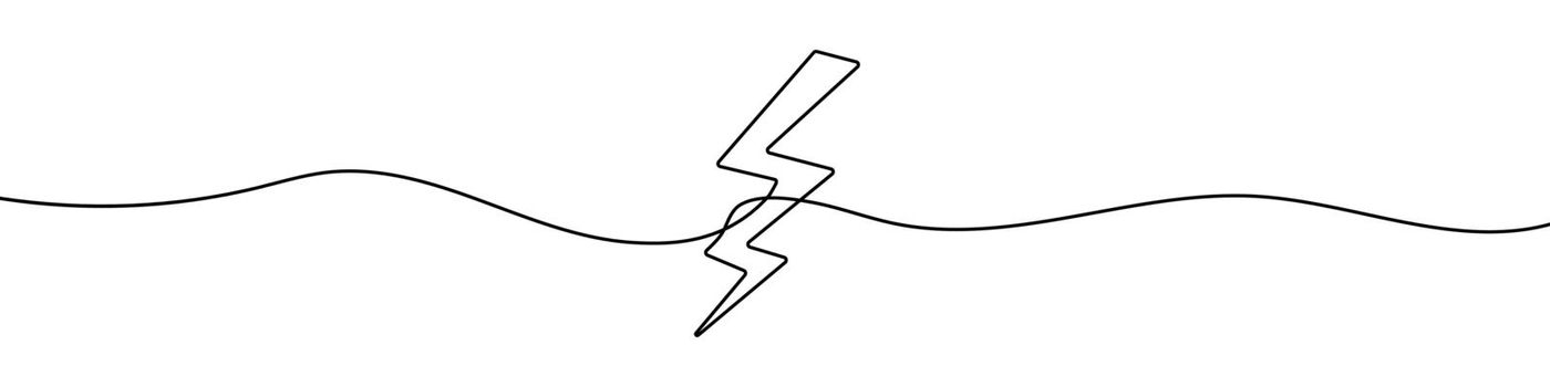 Continuous line drawing of lightning. Lightning line icon. One line drawing background. Lightning continuous line icon
