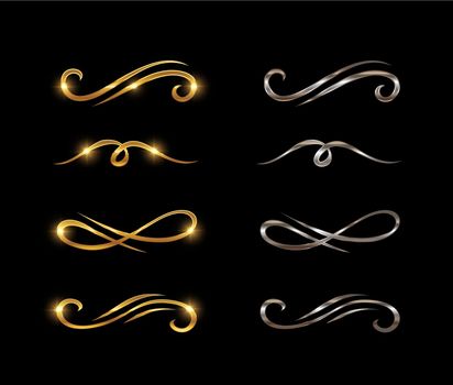 Golden and Silver Swirl Ornament Vector Sign