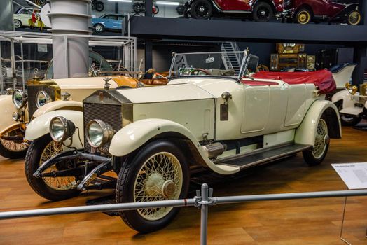 SINSHEIM, GERMANY - MAI 2022: white Rolls-Royce Silver Ghost cabrio 1921