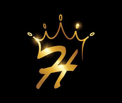 Golden Crown Monogram Initial Letter H