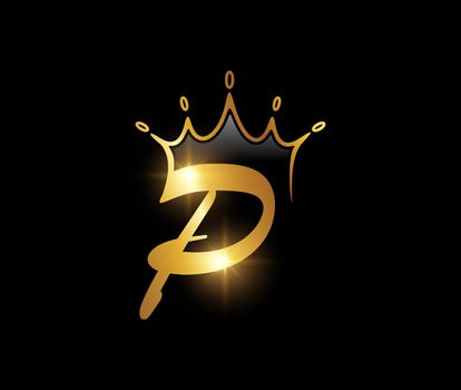 golden crown monogram logo initial letter P