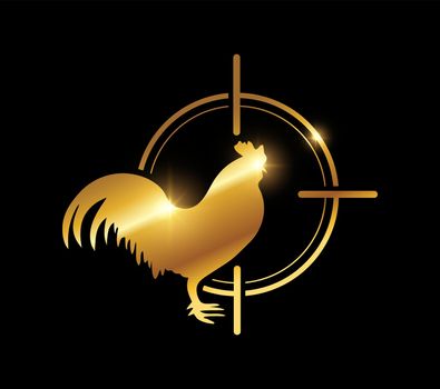 Golden Rooster Cock Logo Sign