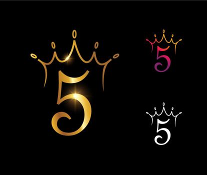 Golden Luxury Crown Monogram Number 5