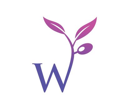 Grape Vine Monogram Logo Letter W