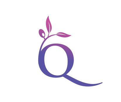 Grape Vine Monogram Logo Letter Q