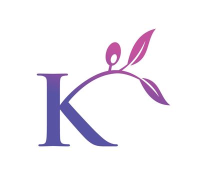 Grape Vine Monogram Logo Letter K