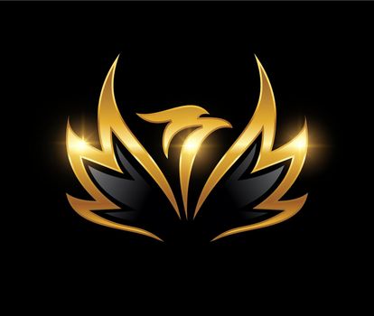 Golden Shine Eagle Bird Logo Sign 