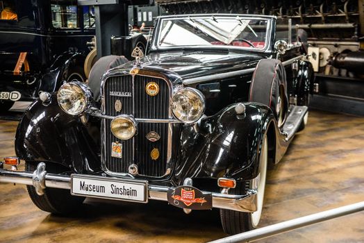 SINSHEIM, GERMANY - MAI 2022: black Maybach SW 38 1937 cabrio