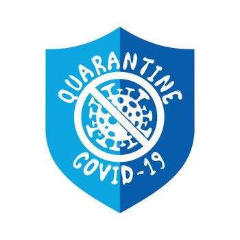 Blue Quarantine virus in shield shape 