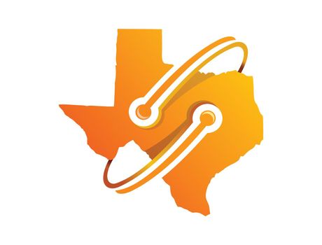 Texas Map Shape with two technology simbol added logo sign