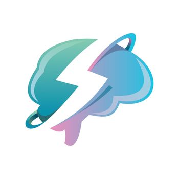 Brain and Thunder Lightning Symbol Logo Sign