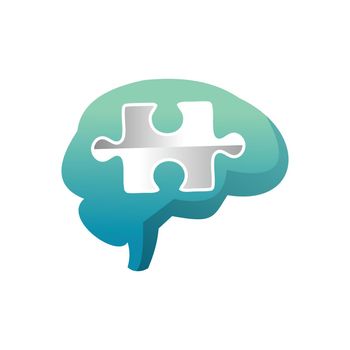 Brain and puzzle logo for supporting developmental health logo