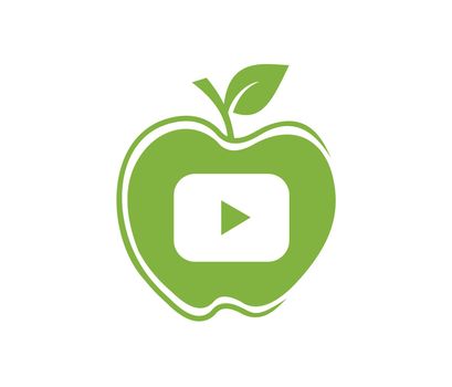 Apple and Play Button Symbol Logo Sign 