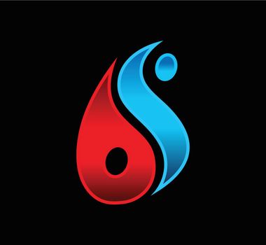 red and blue flame logo sign 