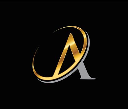 Gold and Silver Circle Letter A Logo