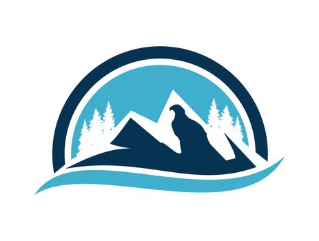 Eagle  mountain and river logo sign