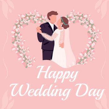 Happy wedding day greeting card template