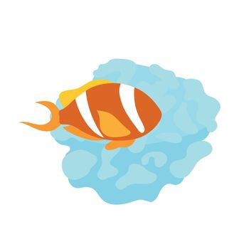 Clownfish living in coral reef semi flat color vector object