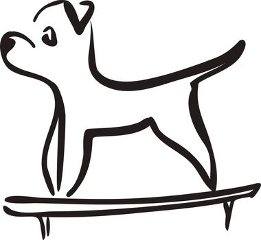 Dog on examination table. Cute dog head line art drawing Vector cartoon illustration. Pets health care background. Domestic animals treatment concept.