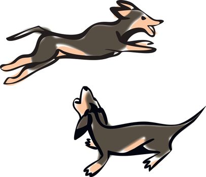 Cartoon Vector Illustration of Cute Purebred Dachshund Dog