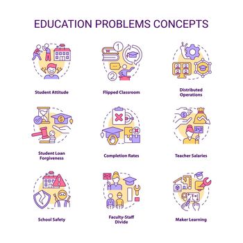 Education problem concept icons set