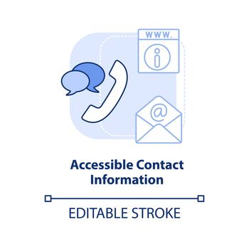 Accessible contact information light blue concept icon