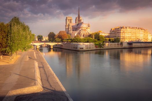 Notre Dame de Paris Cathedral at sunrise France