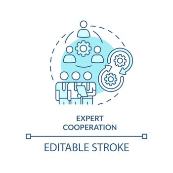 Expert cooperation turquoise concept icon