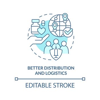 Better distribution and logistics turquoise concept icon