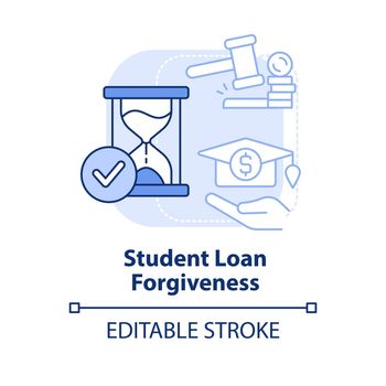 Student loan forgiveness light blue concept icon