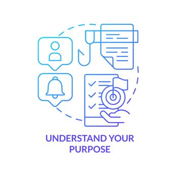 Understand purpose blue gradient concept icon