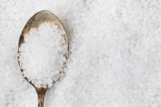 Salt Crystals in Metal Spoon