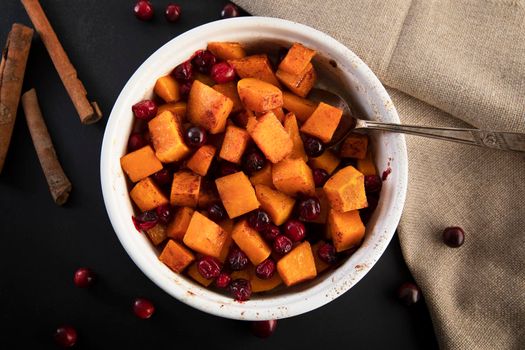 Butternut Squash and Cranberries, Flat Lay