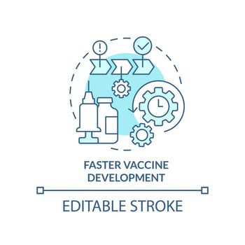 Faster vaccine development turquoise concept icon