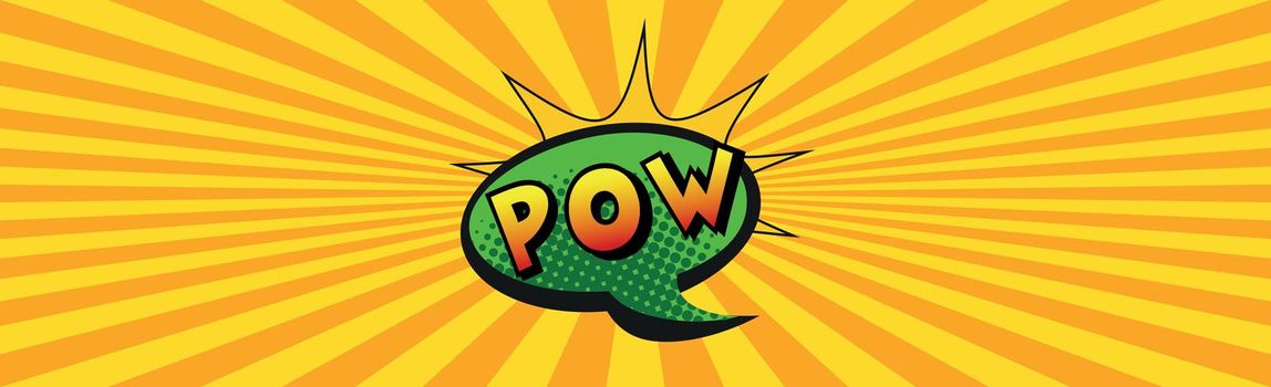 Comic zoom inscription POW on a colored background - Vector