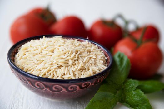 Bowl of Dried Orzo Pasta