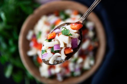 Close up of Vegan Salad in Spoon