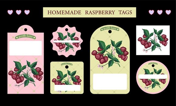 labels for jam.Cute tags for jars with homemade preserves. Homemade jam. Farm products. Ecological food. Raspberry