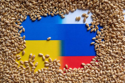 Russia Ukraine war and wheat export crisis concept. World grain crisis concept stock photo