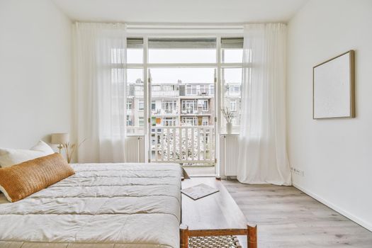 Spacious bedroom in modern flat