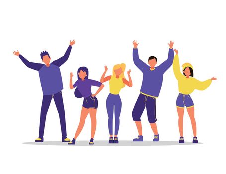 you can use Group of young happy dancing people isolated on white background to design banners, posters, backgrounds, ...etc.