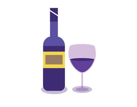 Wine Bottle and Glass Flat Design