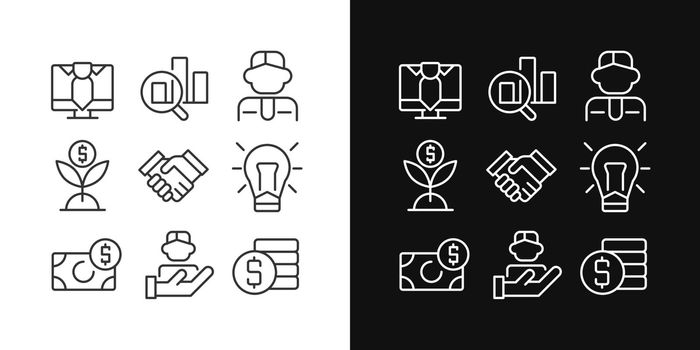 Business and employment pixel perfect linear icons set for dark, light mode