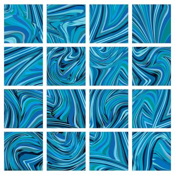 Set of abstract marble blue textures
