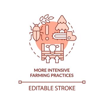 More intensive farming practices terracotta concept icon