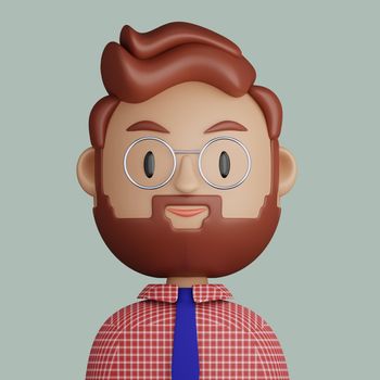 3D cartoon avatar of bearded man
