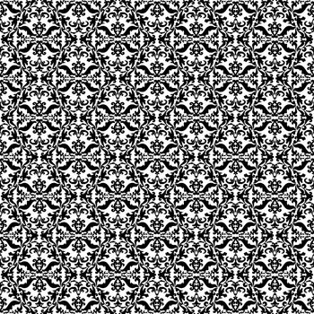 Black and white damask seamless ornament. Seamless vintage pattern for wallpaper, fabric or wrap. Vector illustration.
