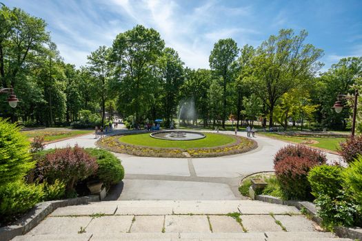 Public fountain in Bukovička spa park, Arandjelovac, Serbia
