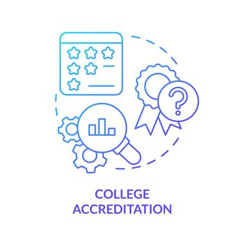 College accreditation blue gradient concept icon