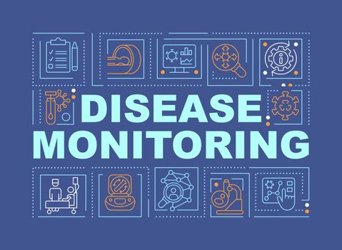 Disease monitoring word concepts blue banner